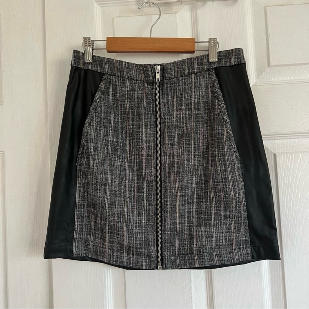 NWT BCBG plaid leather panel Women's Skirt